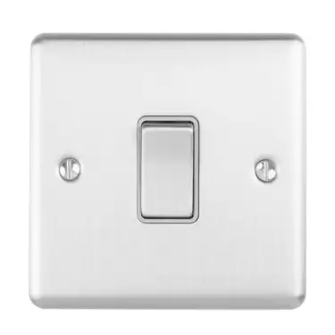 Click Here To Enlarge This Photo Of ENINTSSG - Eurolite 1 Gang 10Amp Intermediate Switch Satin Stainless Steel with Grey Trim (Enhance Range)