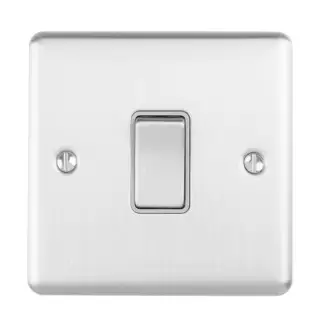 ENINTSSG - Eurolite 1 Gang 10Amp Intermediate Switch Satin Stainless Steel with Grey Trim (Enhance Range)