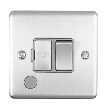 Click Here To Enlarge This Photo Of ENSWFFOSSG - Eurolite 13Amp DP Switched Fuse Spur with Flex Outlet Satin Stainless Steel with Grey Trim (Enhance Range)