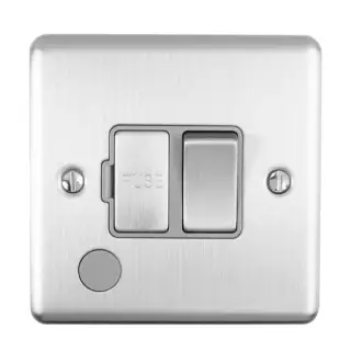 ENSWFFOSSG - Eurolite 13Amp DP Switched Fuse Spur with Flex Outlet Satin Stainless Steel with Grey Trim (Enhance Range)