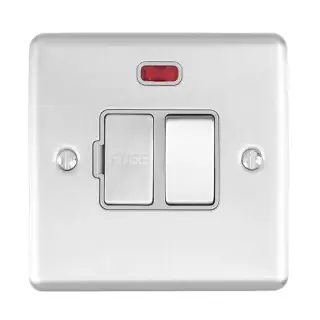 ENSWFNSSG - Eurolite 13Amp DP Switched Fuse Spur with Neon Indicator Satin Stainless Steel with Grey Trim (Enhance Range)