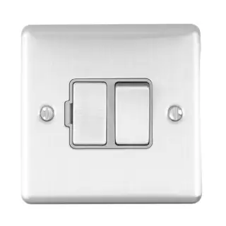 ENSWFSSG - Eurolite 13Amp DP Switched Fuse Spur Satin Stainless Steel with Grey Trim (Enhance Range)