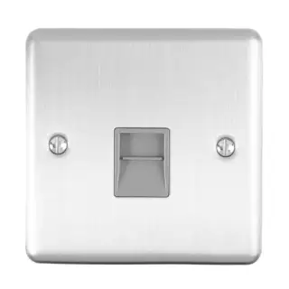 EN1SLSSG - Eurolite 1 Gang Slave Telephone Socket Satin Stainless Steel with Grey Trim (Enhance Range)