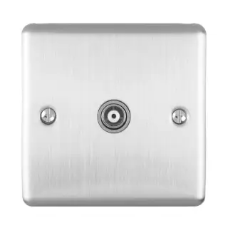 EN1TVSSG - Eurolite 1 Gang TV Coaxial Socket Satin Stainless Steel with Grey Trim (Enhance Range)