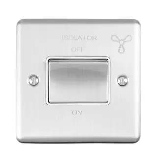 ENFSWSSW - Eurolite 6Amp Fan Isolator Switch Satin Stainless Steel with White Trim (Enhance Range)