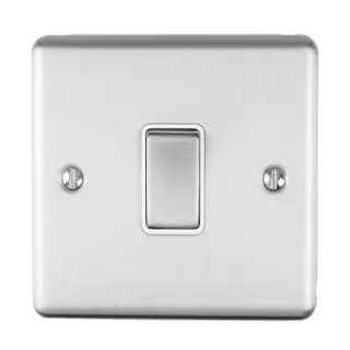 ENINTSSW - Eurolite 1 Gang 10Amp Intermediate Switch Satin Stainless Steel with White Trim (Enhance Range)