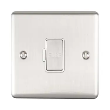 Click Here To Enlarge This Photo Of ENUSWFSSW - Eurolite 13Amp Unswitched Fuse Spur Satin Stainless Steel with White Trim (Enhance Range)