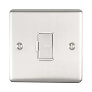 ENUSWFSSW - Eurolite 13Amp Unswitched Fuse Spur Satin Stainless Steel with White Trim (Enhance Range)