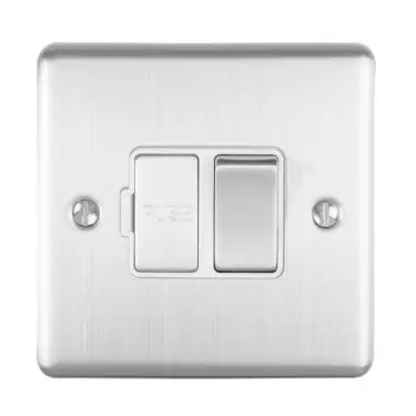Click Here To Enlarge This Photo Of ENSWFSSW - Eurolite 13Amp DP Switched Fuse Spur Satin Stainless Steel with White Trim (Enhance Range)