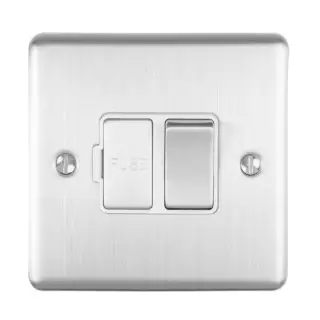 ENSWFSSW - Eurolite 13Amp DP Switched Fuse Spur Satin Stainless Steel with White Trim (Enhance Range)