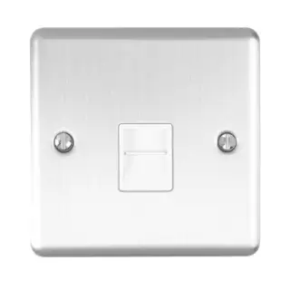 EN1MSSW - Eurolite 1 Gang Master Telephone Socket Satin Stainless Steel with White Trim (Enhance Range)
