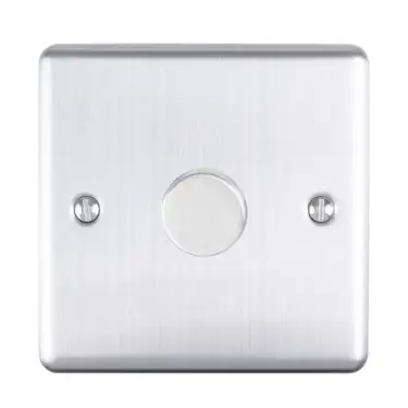 Click Here To Enlarge This Photo Of EN1DLEDSS - Eurolite 1 Gang 400W/LED 2Way Dimmer Switch Satin Stainless Steel (Enhance Range)