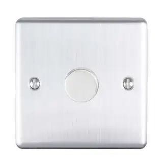 EN1DLEDSS - Eurolite 1 Gang 400W/LED 2Way Dimmer Switch Satin Stainless Steel (Enhance Range)
