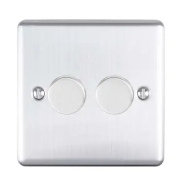 Click Here To Enlarge This Photo Of EN2DLEDSS - Eurolite 2 Gang 400W/LED 2Way Dimmer Switch Satin Stainless Steel (Enhance Range)