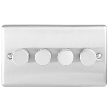 Click Here To Enlarge This Photo Of EN4DLEDSS - Eurolite 4 Gang 400W/LED 2Way Dimmer Switch Satin Stainless Steel (Enhance Range)
