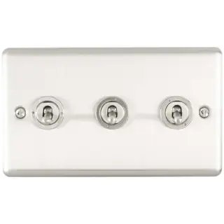 ENT3SWSS - Eurolite 3 Gang 10Amp 2Way Switch Satin Stainless Steel (Enhance Range)