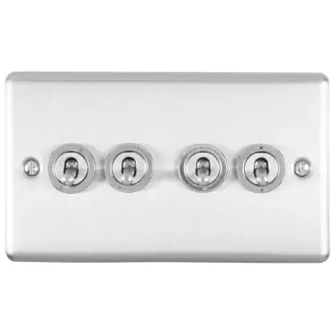 Click Here To Enlarge This Photo Of ENT4SWSS - Eurolite 4 Gang 10Amp 2Way Switch Satin Stainless Steel (Enhance Range)