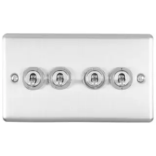 ENT4SWSS - Eurolite 4 Gang 10Amp 2Way Switch Satin Stainless Steel (Enhance Range)