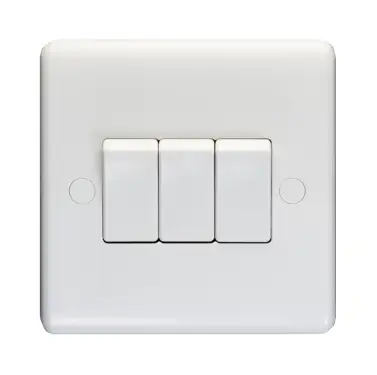 Click Here To Enlarge This Photo Of PL3032 - Eurolite Enhance White Plastic 10Amp 3 Gang 2 Way Switch