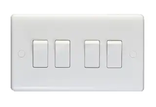 PL3042 - Eurolite Enhance White Plastic 10Amp 4 Gang 2 Way Switch