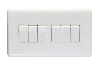 PL3062 - Eurolite Enhance White Plastic 10Amp 6 Gang 2 Way Switch