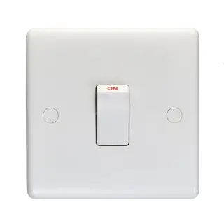 PL3240 - Eurolite Enhance White Plastic 20Amp 1 Gang 2 Way DP Single Switch Plate