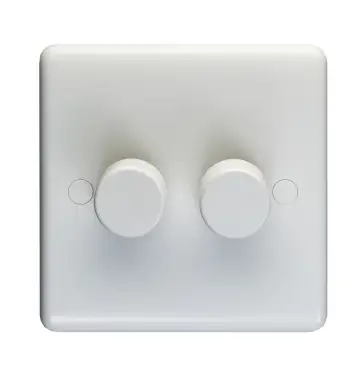 Click Here To Enlarge This Photo Of PL3504/22LED - Eurolite Enhance White Plastic 2 Gang 2 Way 400W/LED Dimmer Switch