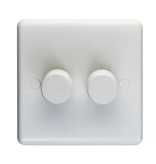 PL3504/22LED - Eurolite Enhance White Plastic 2 Gang 2 Way 400W/LED Dimmer Switch