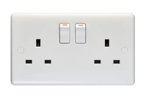 Click Here To Enlarge This Photo Of PL4060 - Eurolite Enhance White Plastic 13Amp 2 Gang Switched Socket Single Pole