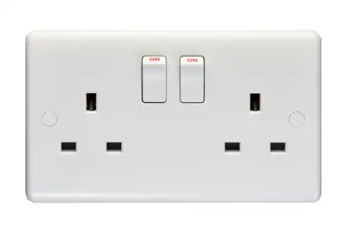 Click Here To Enlarge This Photo Of PL4100 - Eurolite Enhance White Plastic 13Amp 2 Gang Switched Socket Double Pole