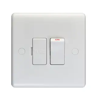 PL4220 - Eurolite Enhance White Plastic 13Amp Switched Fused Spur Unit with Flex Outlet from base