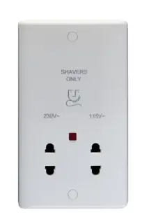 PL4581 - Eurolite Enhance White Plastic Dual Voltage Shaver Socket with Neon Indicator