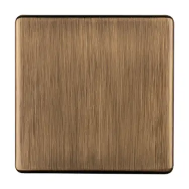 Click Here To Enlarge This Photo Of AB1BB - Eurolite Single Blank Plate on 3mm Flat Concealed Antique Brass Plate