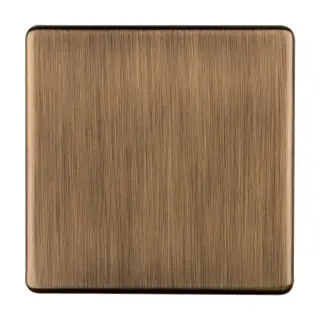 AB1BB - Eurolite Single Blank Plate on 3mm Flat Concealed Antique Brass Plate
