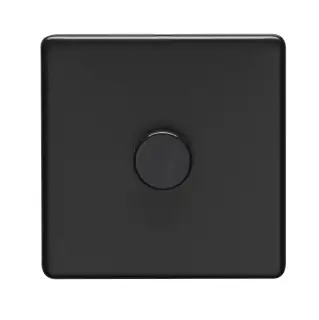 ECMB1DLED - Eurolite 1 Gang LED Push On/Off 2Way Dimmer on 3mm Flat Concealed Matt Black Plate