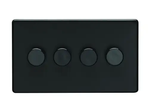 Click Here To Enlarge This Photo Of ECMB4DLED - Eurolite 4 Gang LED Push On/Off 2Way Dimmer on 3mm Flat Concealed Matt Black Plate
