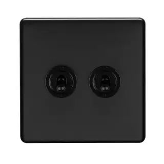 ECMBT2SW - Eurolite 2 Gang 20Amp 2Way Toggle Switch Matt Black Plate