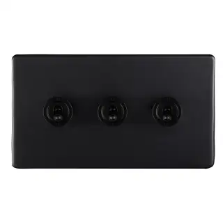 ECMBT3SW - Eurolite 3 Gang 20Amp 2Way Toggle Switch Matt Black Plate