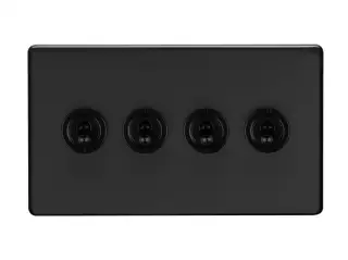 ECMBT4SW - Eurolite 4 Gang 20Amp 2Way Toggle Switch Matt Black Plate