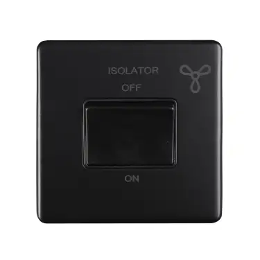 Click Here To Enlarge This Photo Of ECMBFSWB - Eurolite 6Amp Fan Isolator Switch on 3mm Flat Concealed Matt Black Plate with Black Rocker