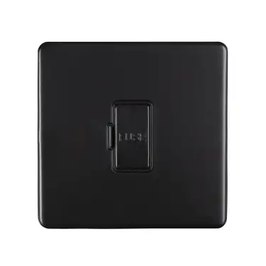 Click Here To Enlarge This Photo Of ECMBUSWFB - Eurolite 13Amp Unswitched Fuse Spur on 3mm Flat Concealed Matt Black Plate with Black Trim