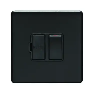 Click Here To Enlarge This Photo Of ECMBSWFB - Eurolite 13Amp Switched Fuse Spur on 3mm Flat Concealed Matt Black Plate with Black Rocker