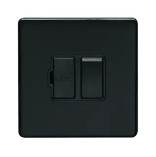 ECMBSWFB - Eurolite 13Amp Switched Fuse Spur on 3mm Flat Concealed Matt Black Plate with Black Rocker