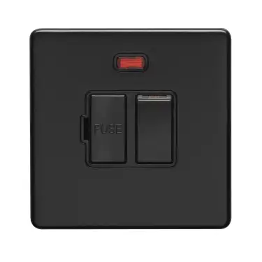 Click Here To Enlarge This Photo Of ECMBSWFNB - Eurolite 13Amp Switched Fuse Spur with Neon Indicator on 3mm Flat Concealed Matt Black Plate with Black Rocker