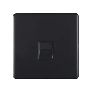 ECMB1MB - Eurolite 1 Gang Telephone Master on 3mm Flat Concealed Matt Black Plate with Black Trim
