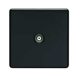 ECMB1TVB - Eurolite 1 Gang Isolated TV Socket on 3mm Flat Concealed Matt Black Plate with Black Trim