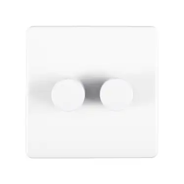 Click Here To Enlarge This Photo Of ECW2DLED - Eurolite 2 Gang LED Push On/Off 2Way Dimmer on 3mm Flat Concealed Matt White Plate