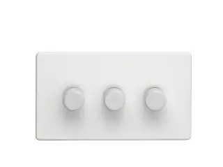 ECW3DLED - Eurolite 3 Gang LED Push On/Off 2Way Dimmer on 3mm Flat Concealed Matt White Plate