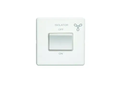 Click Here To Enlarge This Photo Of ECWFSWW - Eurolite 6Amp Fan Isolator Switch on 3mm Flat Concealed Matt White Plate with White Rocker
