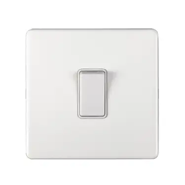 Click Here To Enlarge This Photo Of ECWINTW - Eurolite 1 Gang Intermediate Switch on 3mm Flat Concealed Matt White Plate with White Rocker
